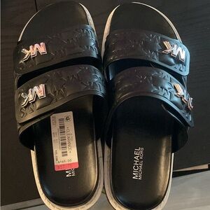 Michael Kors Black Embossed Slides